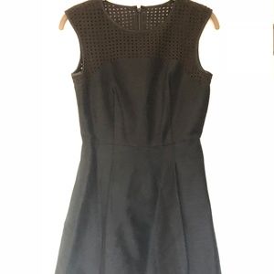 J Crew Fit &  Flare Laser Cut Black Dress